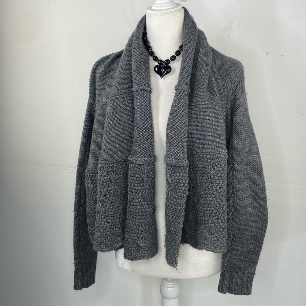 Vince Gray Open Front Chunky Knit Cardigan Sweater Alpaca blend size Medium